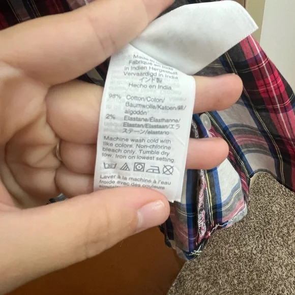 J. Crew Multicolor tartan Plaid button down Shirt with Ruffled collar - Picture 5 of 5